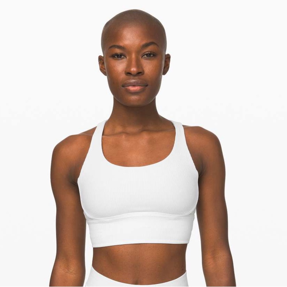 Lululemon Sz 6 Energy Ling Line White Ribbed Athletic Sport Bras